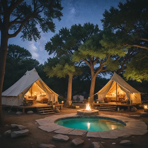 Texas camping destinations offering hot tubs and spa-like amenities for a luxurious retreat